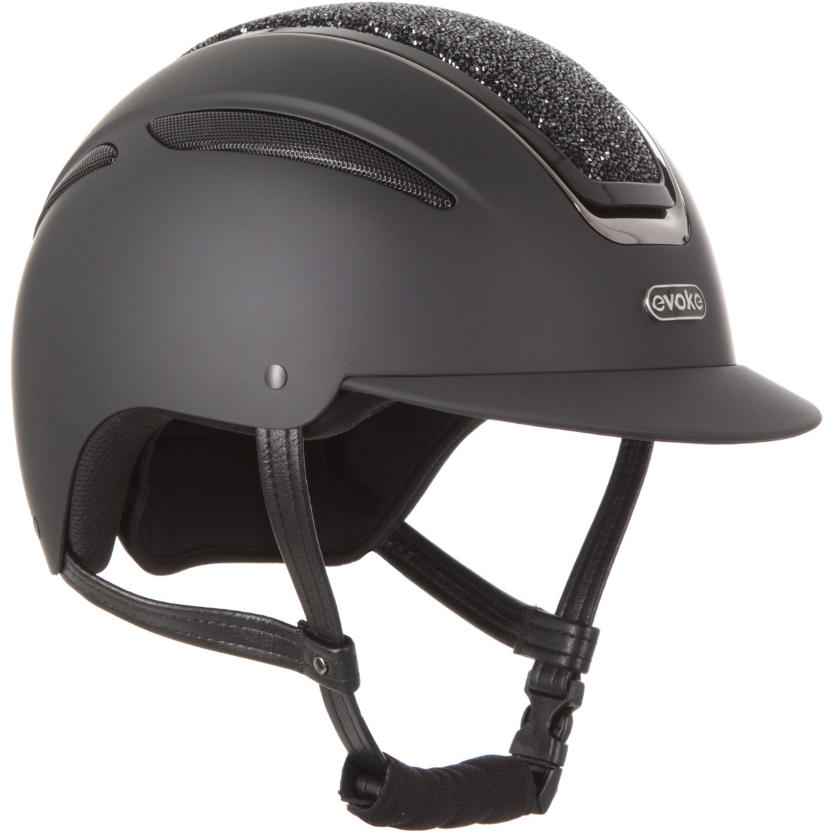 2026 Evoke Unisex Callisto Classic Peak Riding Hat & Liner 200352003 - Black / Crystal